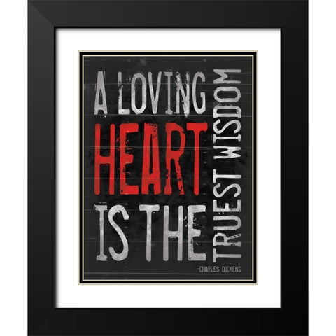 Loveing Heart Black Modern Wood Framed Art Print with Double Matting by Grey, Jace