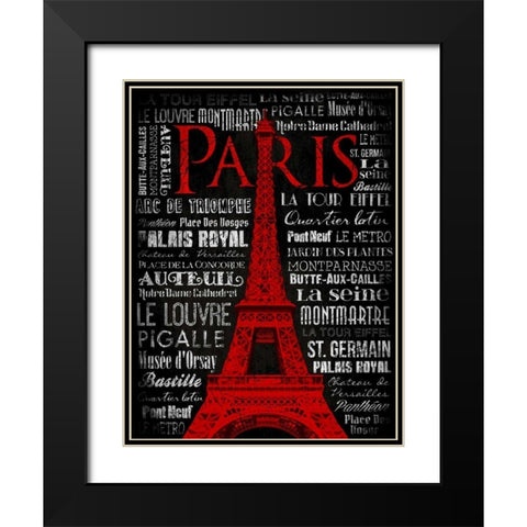 Paris Type RED Black Modern Wood Framed Art Print with Double Matting by Grey, Jace