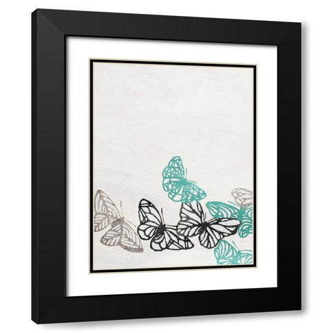 Butterflies 2 Black Modern Wood Framed Art Print with Double Matting by Grey, Jace