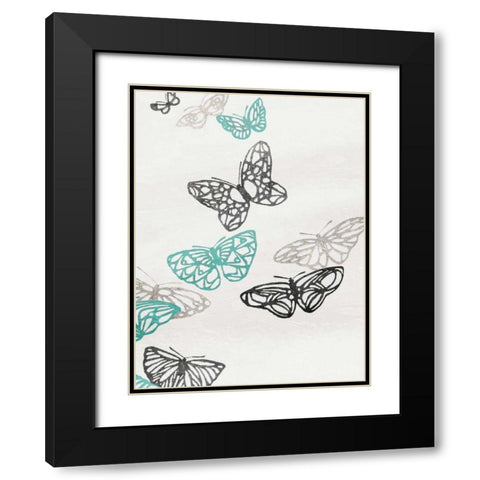Butterflies Black Modern Wood Framed Art Print with Double Matting by Grey, Jace