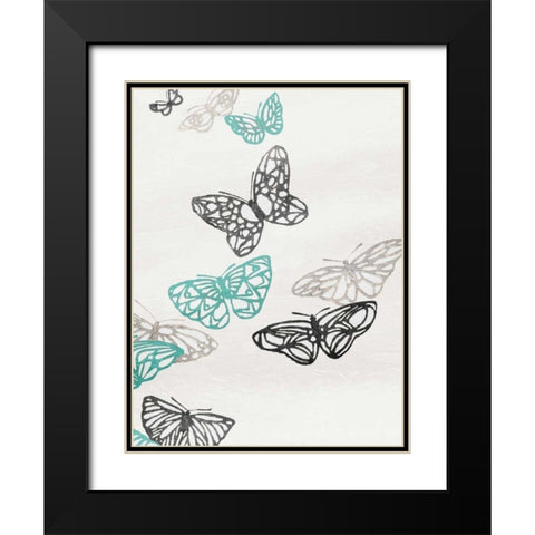 Butterflies Black Modern Wood Framed Art Print with Double Matting by Grey, Jace