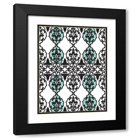 Teal pattern Black Modern Wood Framed Art Print with Double Matting by Grey, Jace