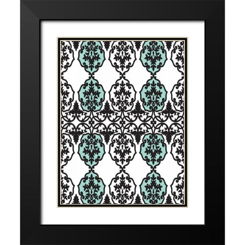 Teal pattern Black Modern Wood Framed Art Print with Double Matting by Grey, Jace