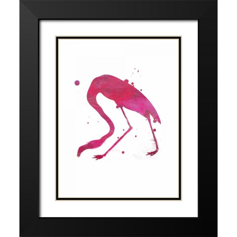 Flamingo splat Black Modern Wood Framed Art Print with Double Matting by Grey, Jace