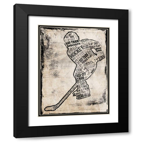 Hockey Type Black Black Modern Wood Framed Art Print with Double Matting by Grey, Jace
