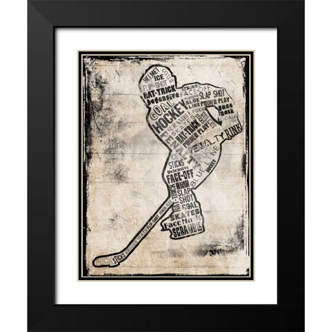 Hockey Type Black Black Modern Wood Framed Art Print with Double Matting by Grey, Jace
