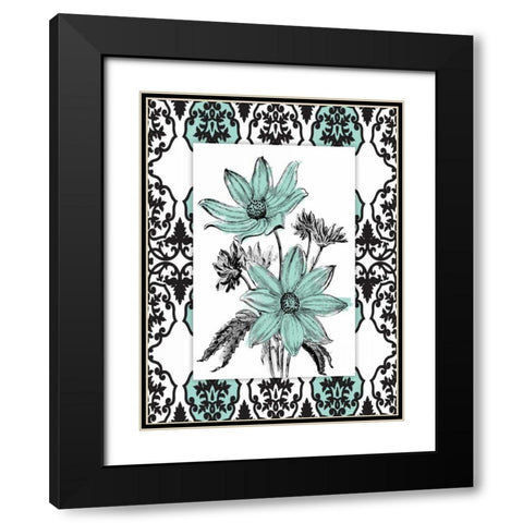 Simple Floral Style Black Modern Wood Framed Art Print with Double Matting by Grey, Jace