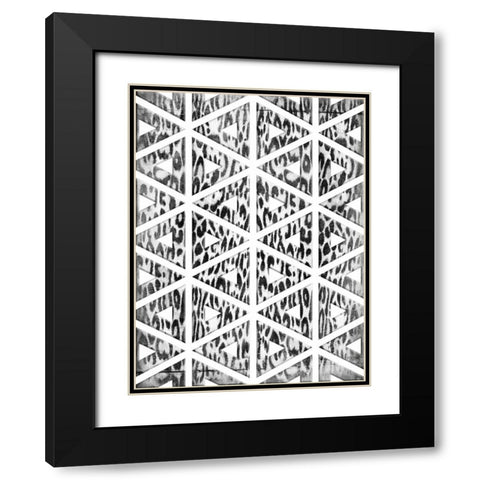 Triangular animals BW Black Modern Wood Framed Art Print with Double Matting by Grey, Jace
