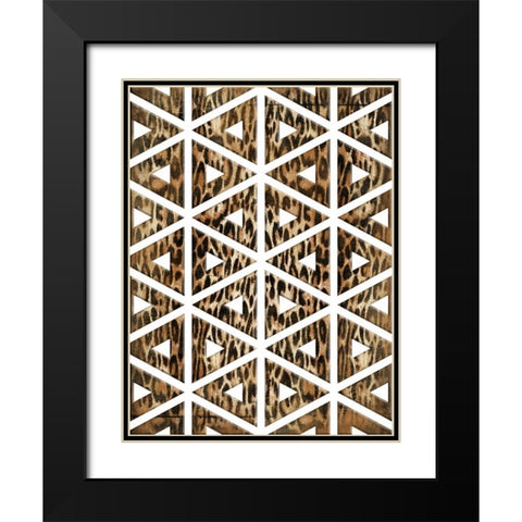 Triangular animals Black Modern Wood Framed Art Print with Double Matting by Grey, Jace
