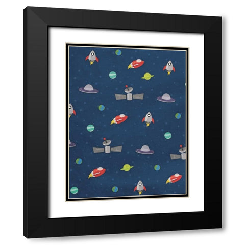 Fun space Black Modern Wood Framed Art Print with Double Matting by Grey, Jace