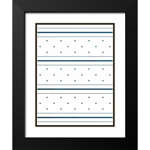 Blue Lines and dots Black Modern Wood Framed Art Print with Double Matting by Grey, Jace