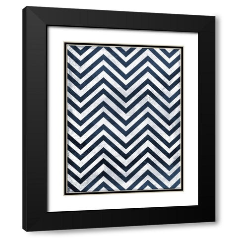 Indigo chev Black Modern Wood Framed Art Print with Double Matting by Grey, Jace