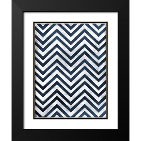 Indigo chev Black Modern Wood Framed Art Print with Double Matting by Grey, Jace