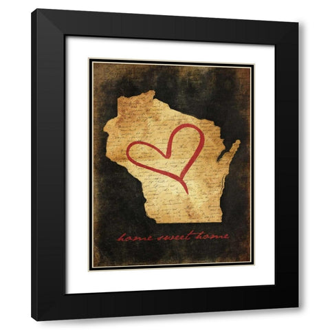 Home Sweet Home WI Black Modern Wood Framed Art Print with Double Matting by Grey, Jace