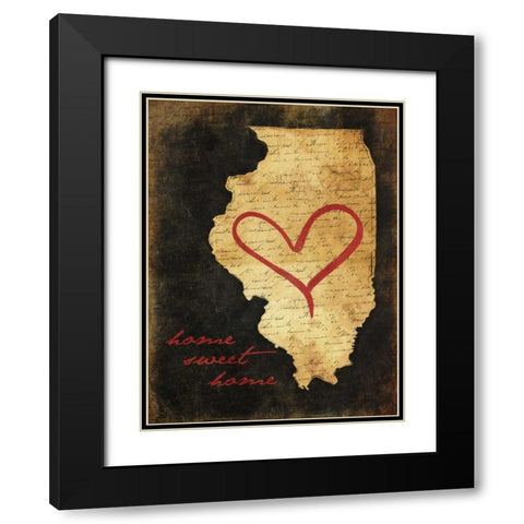 Home Sweet Home IL Black Modern Wood Framed Art Print with Double Matting by Grey, Jace