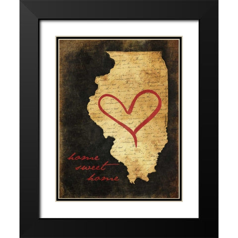 Home Sweet Home IL Black Modern Wood Framed Art Print with Double Matting by Grey, Jace