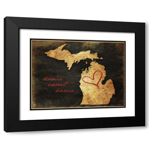Home Sweet Home MI Black Modern Wood Framed Art Print with Double Matting by Grey, Jace