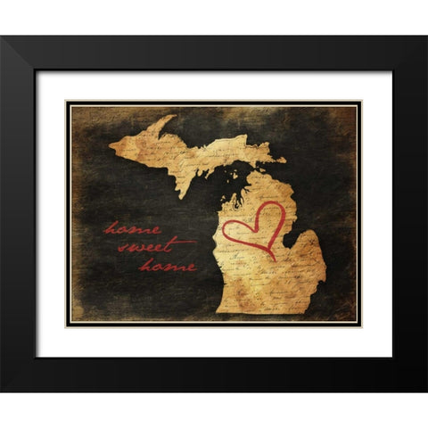 Home Sweet Home MI Black Modern Wood Framed Art Print with Double Matting by Grey, Jace