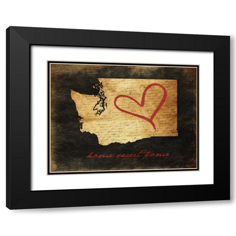Home Sweet Home WA Black Modern Wood Framed Art Print with Double Matting by Grey, Jace