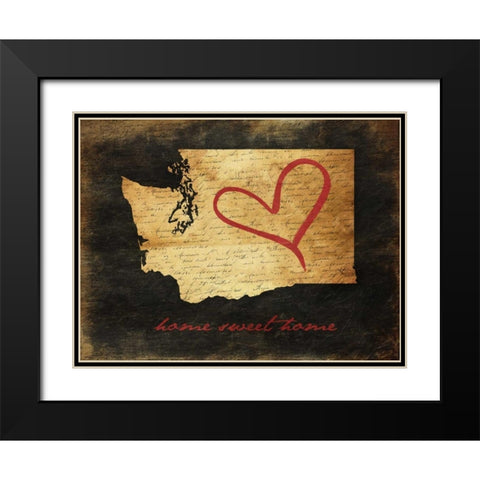 Home Sweet Home WA Black Modern Wood Framed Art Print with Double Matting by Grey, Jace