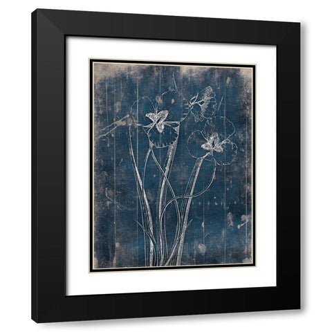 Wood Floral Blues Mate Black Modern Wood Framed Art Print with Double Matting by Grey, Jace
