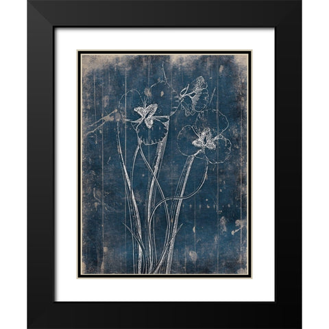 Wood Floral Blues Mate Black Modern Wood Framed Art Print with Double Matting by Grey, Jace
