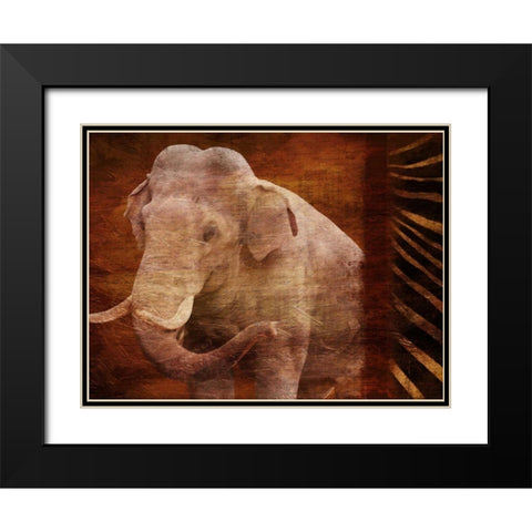 Elephant Instinct Black Modern Wood Framed Art Print with Double Matting by Grey, Jace