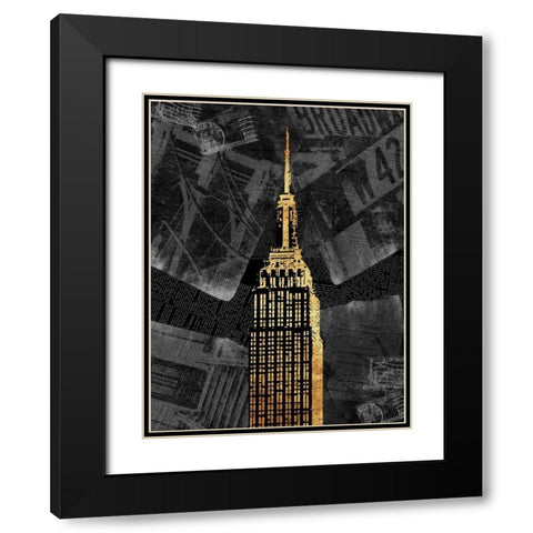 Gold NY Black Modern Wood Framed Art Print with Double Matting by Grey, Jace