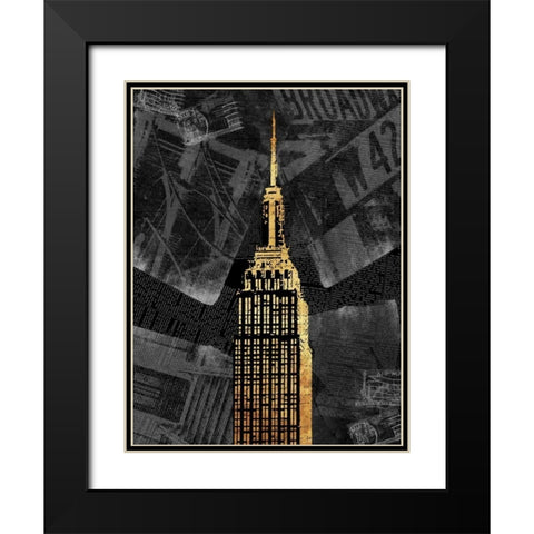 Gold NY Black Modern Wood Framed Art Print with Double Matting by Grey, Jace