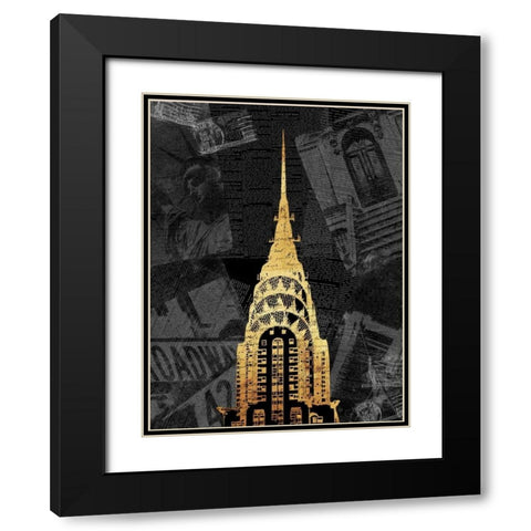 Gold NY Mate Black Modern Wood Framed Art Print with Double Matting by Grey, Jace