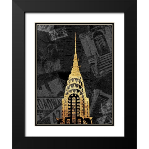 Gold NY Mate Black Modern Wood Framed Art Print with Double Matting by Grey, Jace