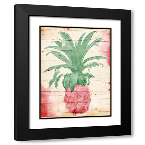 Pink Pineapple Henna Black Modern Wood Framed Art Print with Double Matting by Grey, Jace