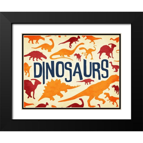 Dinosaurs Three Black Modern Wood Framed Art Print with Double Matting by Grey, Jace