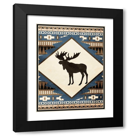 Moose Pattern Black Modern Wood Framed Art Print with Double Matting by Grey, Jace