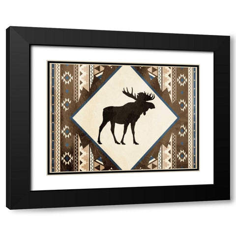 Moose Pattern Mate Horizontal Black Modern Wood Framed Art Print with Double Matting by Grey, Jace