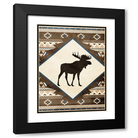 Moose Pattern Mate Black Modern Wood Framed Art Print with Double Matting by Grey, Jace