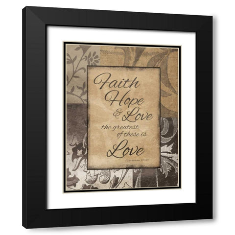 Darker Faith Hope Love Black Modern Wood Framed Art Print with Double Matting by Grey, Jace