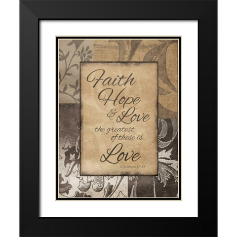 Darker Faith Hope Love Black Modern Wood Framed Art Print with Double Matting by Grey, Jace