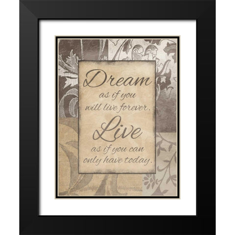 Dream Live Black Modern Wood Framed Art Print with Double Matting by Grey, Jace