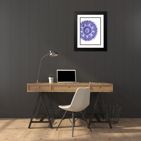 Indigo Coastal Pattern Black Modern Wood Framed Art Print with Double Matting by Grey, Jace