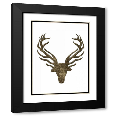Aged Deer Black Modern Wood Framed Art Print with Double Matting by Grey, Jace
