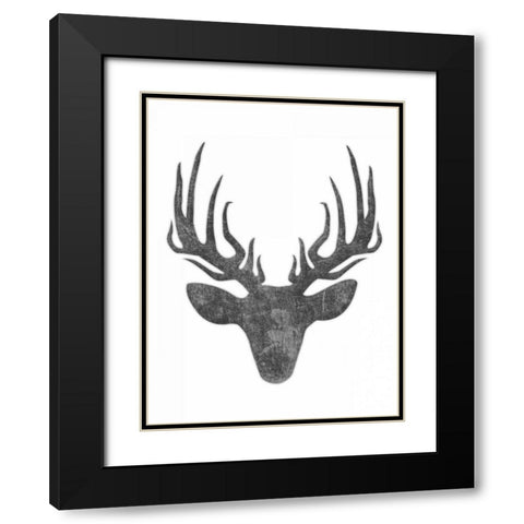 Black And White Aged Deer Mate Black Modern Wood Framed Art Print with Double Matting by Grey, Jace