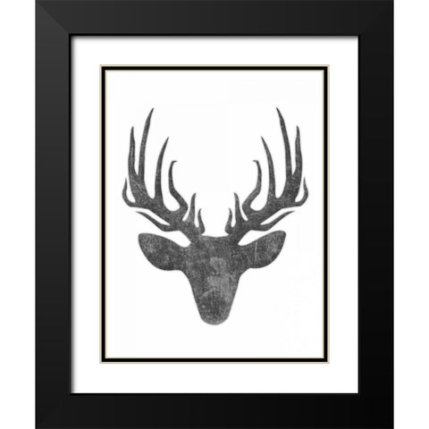 Black And White Aged Deer Mate Black Modern Wood Framed Art Print with Double Matting by Grey, Jace