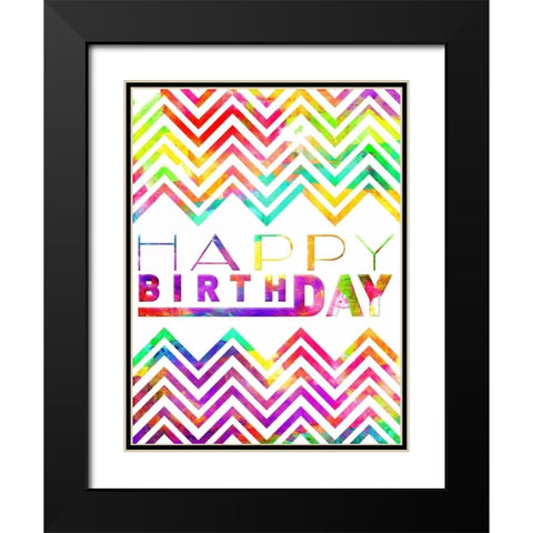 Happy Birthday Chevron Black Modern Wood Framed Art Print with Double Matting by Grey, Jace