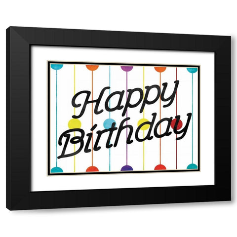 Happy Birthday Dots Black Modern Wood Framed Art Print with Double Matting by Grey, Jace