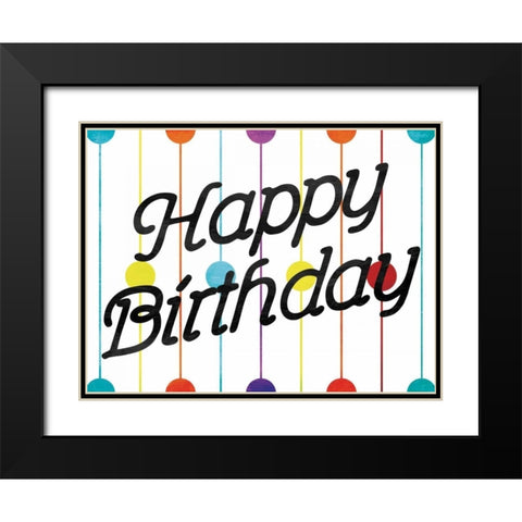 Happy Birthday Dots Black Modern Wood Framed Art Print with Double Matting by Grey, Jace