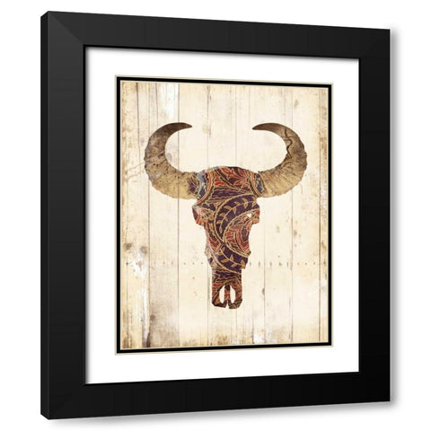 Patterned Skull Black Modern Wood Framed Art Print with Double Matting by Grey, Jace