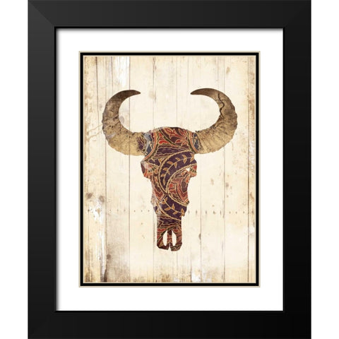 Patterned Skull Black Modern Wood Framed Art Print with Double Matting by Grey, Jace