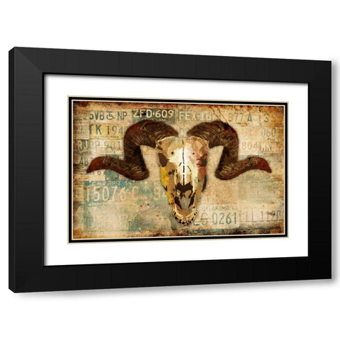 Vintage Skull Black Modern Wood Framed Art Print with Double Matting by Grey, Jace