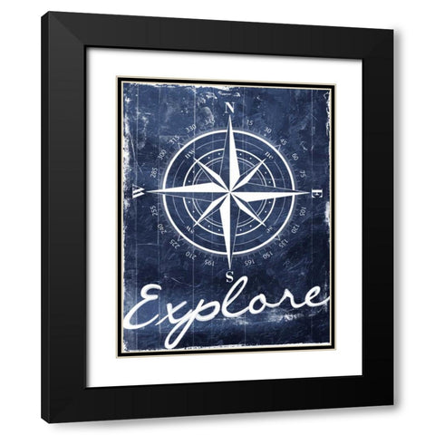 Explore Your Blue Black Modern Wood Framed Art Print with Double Matting by Grey, Jace